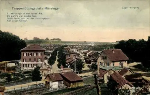 Ak Münsingen in Württemberg, Truppenübungsplatz, Lagereingang