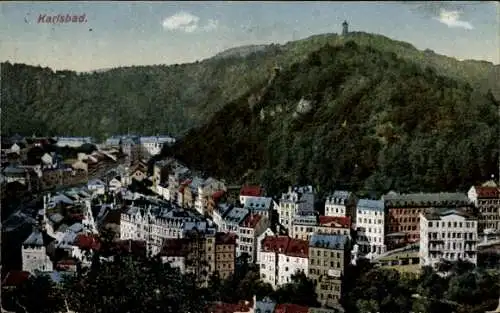 Ak Karlovy Vary Karlsbad Stadt, Teilansicht