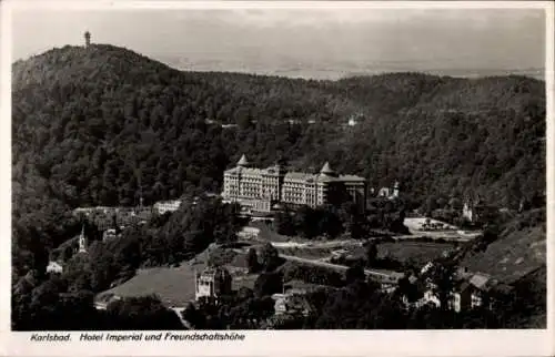 Ak Karlovy Vary Karlsbad Stadt, Hotel Imperial, Freundschaftshöhe