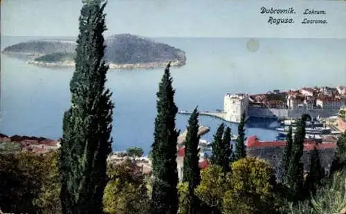 Ak Ragusa Dubrovnik Kroatien, Lacroma, Gesamtansicht