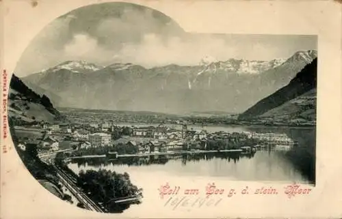 Ak Zell am See in Salzburg, Panorama gegen das steinerne Meer