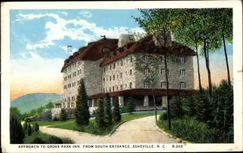 Ak Asheville North Carolina USA, Anfahrt zum Grove Park Inn