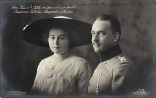 Ak Prinz Heinrich XXXIII von Reuss mit Prinzessin Victoria Margarete von Preußen, Liersch 4130