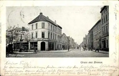 Ak Hansestadt Bremen, Westerstraße, Geschäft von J. H. Finke, Arbeitsgarderobe