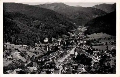 Ak Sulzburg im Markgräflerland Baden Schwarzwald, Fliegeraufnahme