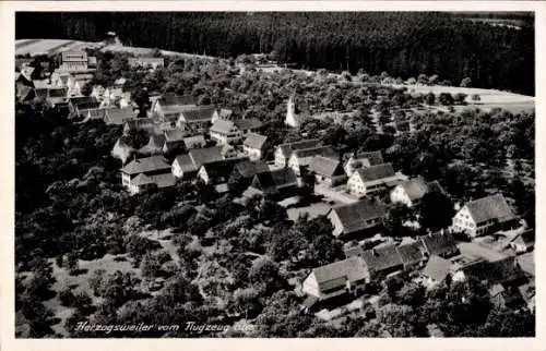 Ak Herzogsweiler Pfalzgrafenweiler im Nordschwarzwald, Fliegeraufnahme