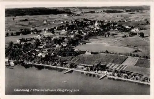 Ak Chieming am Chiemsee Oberbayern, Fliegeraufnahme