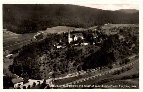 Ak Lorch im Remstal Württemberg, Fliegeraufnahme, Gasthof zum Kloster