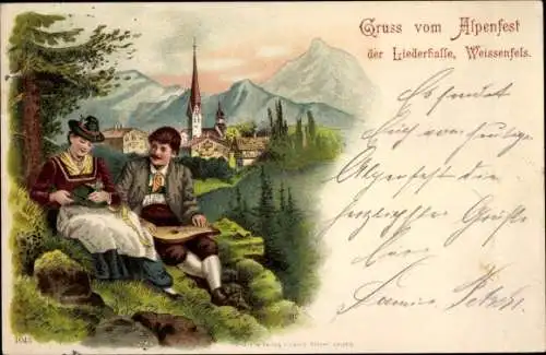 Litho Weißenfels an der Saale, Alpenfest, Liederhalle