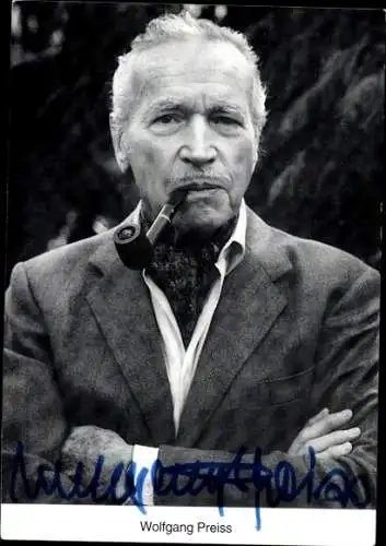Ak Schauspieler Wolfgang Preiss, Portrait, Pfeife, Autogramm
