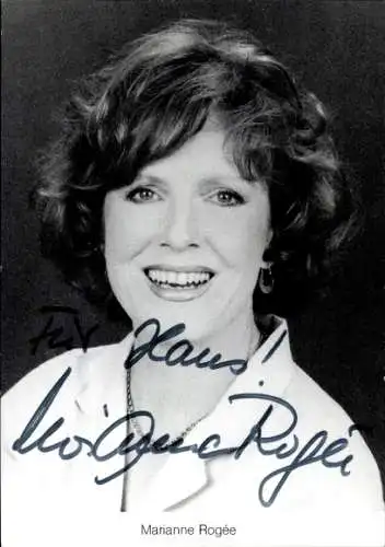 Ak Schauspielerin Marianne Rogée, Portrait, Rolle Isolde Pavarotti, Serie Lindenstraße, Autogramm