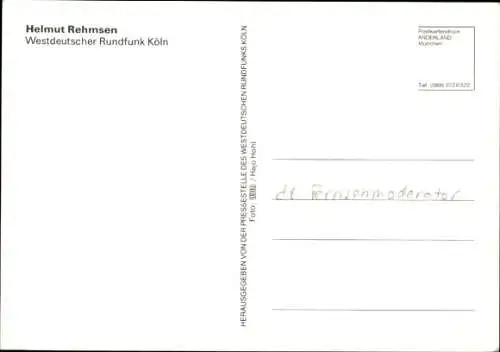 Ak Moderator Helmut Rehmsen, Portrait, Autogramm