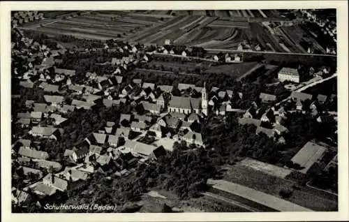 Ak Schutterwald in Baden, Fliegeraufnahme, Kirche