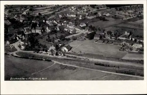 Ak Blickweiler Blieskastel im Saarland, Fliegeraufnahme, Bahnhof