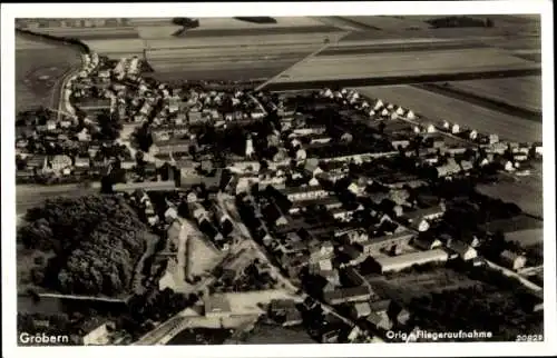 Ak Gröbern Niederau in Sachsen, Fliegeraufnahme