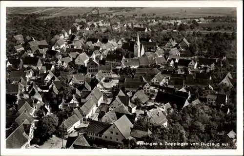 Ak Heiningen in der Schwäbischen Alb, Fliegeraufnahme, Kirche