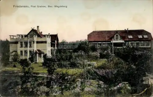 Ak Friedensau Möckern Jerichower Land, Teilansicht, Villa