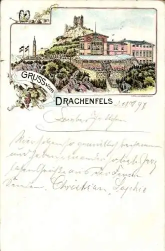 Litho Königswinter am Rhein, Drachenfels