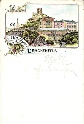 Litho Königswinter am Rhein, Drachenfels