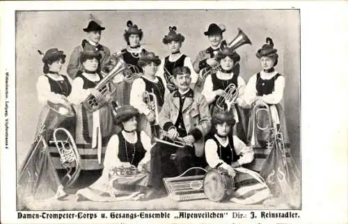 Ak Damen-Trompeter-Corps und Gesangs-Ensemble Alpenveilchen, Dir. J. Reinstadler