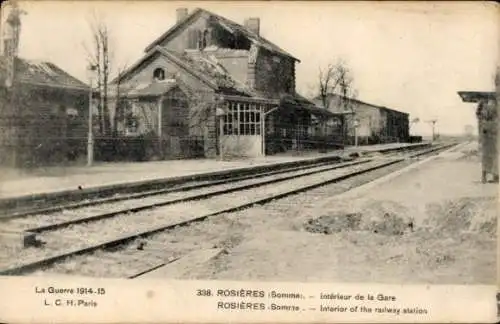 Ak Rosières en Santerre Somme, Bahnhof