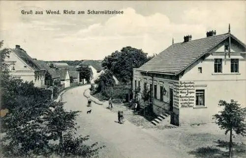 Ak Wendisch Rietz in der Mark am Scharmützelsee, Straße, Restaurant