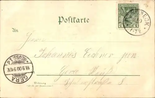 Litho Pößneck in Thüringen, Rathaus, Fabrik Siegel & Schütze