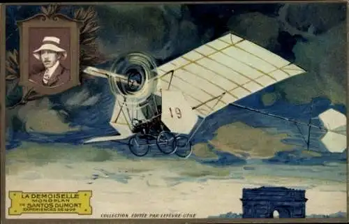 Präge Ak Aviation, Eindecker La Demoiselle von Santos Dumont, Experimente aus dem Jahr 1909