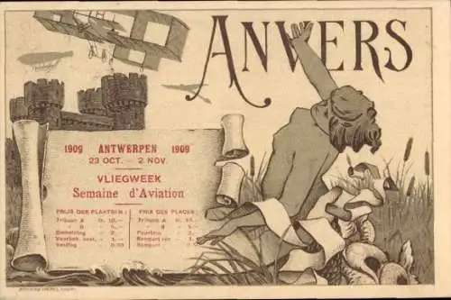 Ak Antwerpen Antwerpen Flandern, Luftfahrtwoche 1909