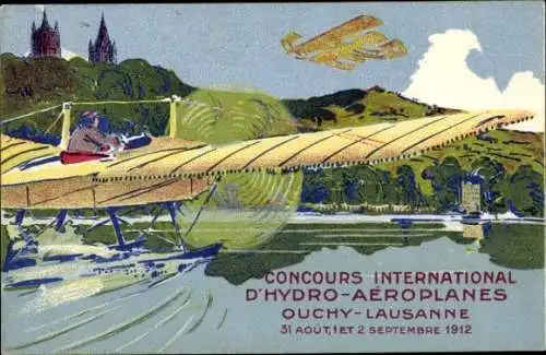 Ak Ouchy Lausanne Kanton Waadt, Internationaler Wasserflugzeugwettbewerb 1912