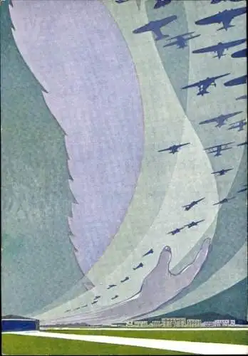 Künstler Ak Ferrari, Flugzeuge, Menschliche Hand weist den Weg, Zukunft