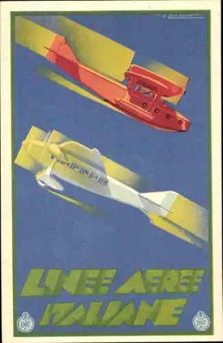 Künstler Ak Lazzaro, Zivilflugzeug, Passagierflugzeug, Linee Aeree Italiane