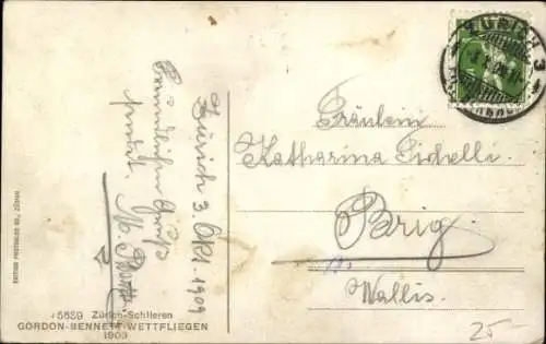 Ak Zürich Stadt Schweiz, Gordon-Bennett-Wettfliegen 1909, Ballons