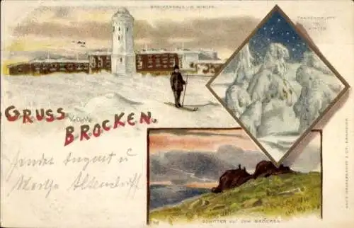 Litho Brocken Nationalpark Harz, Brockenhaus