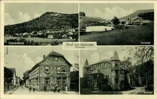 Ak Hainrode Bleicherode am Harz, Schloss, Teichtal, Gasthaus König von Preußen