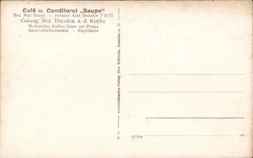 Ak Coswig in Sachsen, Cafe Saupe