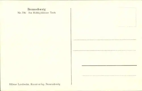 Ak Riddagshausen Braunschweig in Niedersachsen, Teich