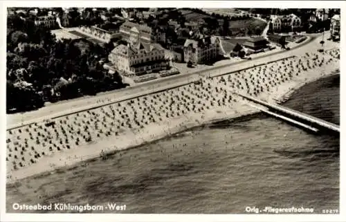 Ak Ostseebad Kühlungsborn West, Fliegeraufnahme, Strand