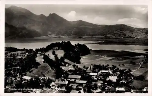 Ak Kochel am See Oberbayern, Fliegeraufnahme, Kochelsee