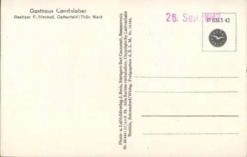 Ak Catterfeld Leinatal in Thüringen, Fliegeraufnahme, Gasthaus Schillerhöhe