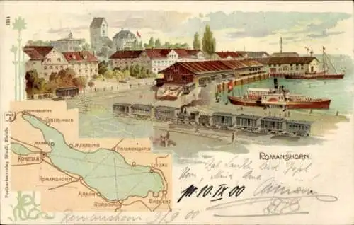 Landkarten Litho Romanshorn Kanton Thurgau, Gesamtansicht