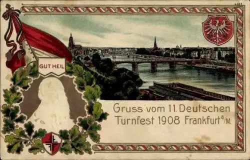 Präge Ak Frankfurt am Main, 11. Deutsches Turnfest 1908, Turnvater Jahn