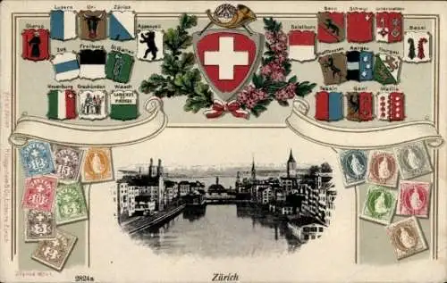 Wappen Ak Zürich Stadt Schweiz, Gesamtansicht