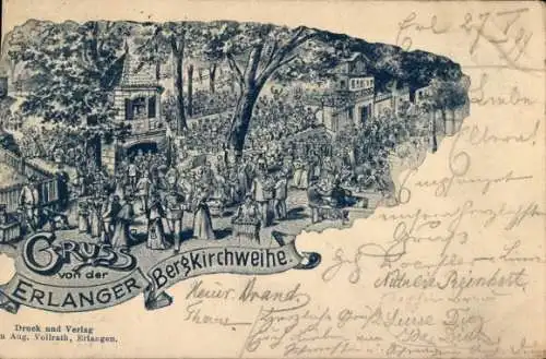 Litho Erlangen in Mittelfranken Bayern, Erlanger Bergkirchweihe