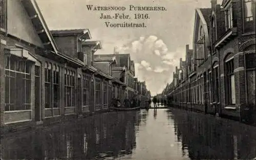 Ak Purmerend Nordholland Niederlande, Überschwemmung 1916, Vooruitstraat