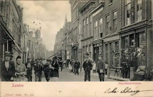 Ak Leiden Südholland Niederlande, Haarlemmerstraat