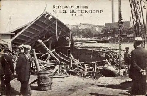 Ak Rotterdam Südholland Niederlande, Kesselexplosion SS Gutenberg 1911, Prins-Hendrikkade