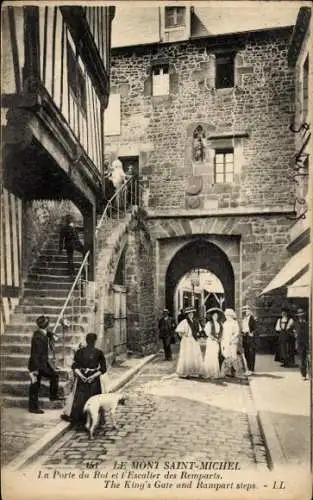 Ak Le Mont Saint Michel Manche, La Porte du Roi, l'Escalier des Remparts