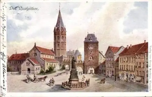 Künstler Ak Lutherstadt Eisenach in Thüringen, Das Nicolaitor