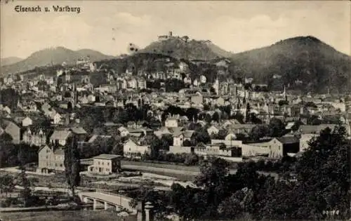 Ak Lutherstadt Eisenach in Thüringen, Panorama, Wartburg